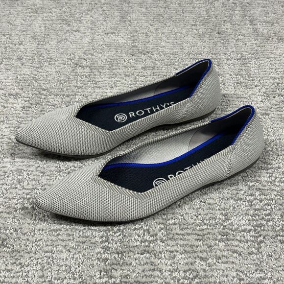 Rothy’s Shoes Womens 7 The Point Ballet Flats Retired Light Gray Birdseye - Picture 1 of 14